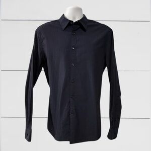Kenneth Cole New York Men’s Blue Dress Shirt with Tonal Stripes - Size Large